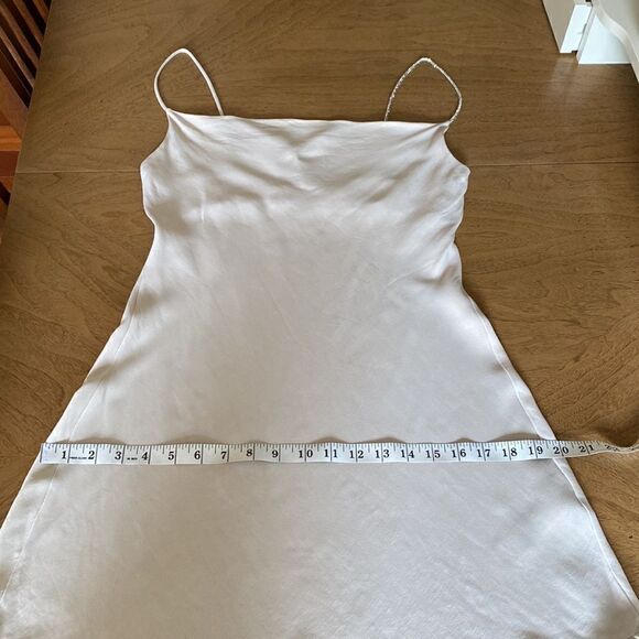 Zara Cream Satin Cowl Neck Mini Slip Dress with Rhinestone Strap Size M - Picture 10 of 12